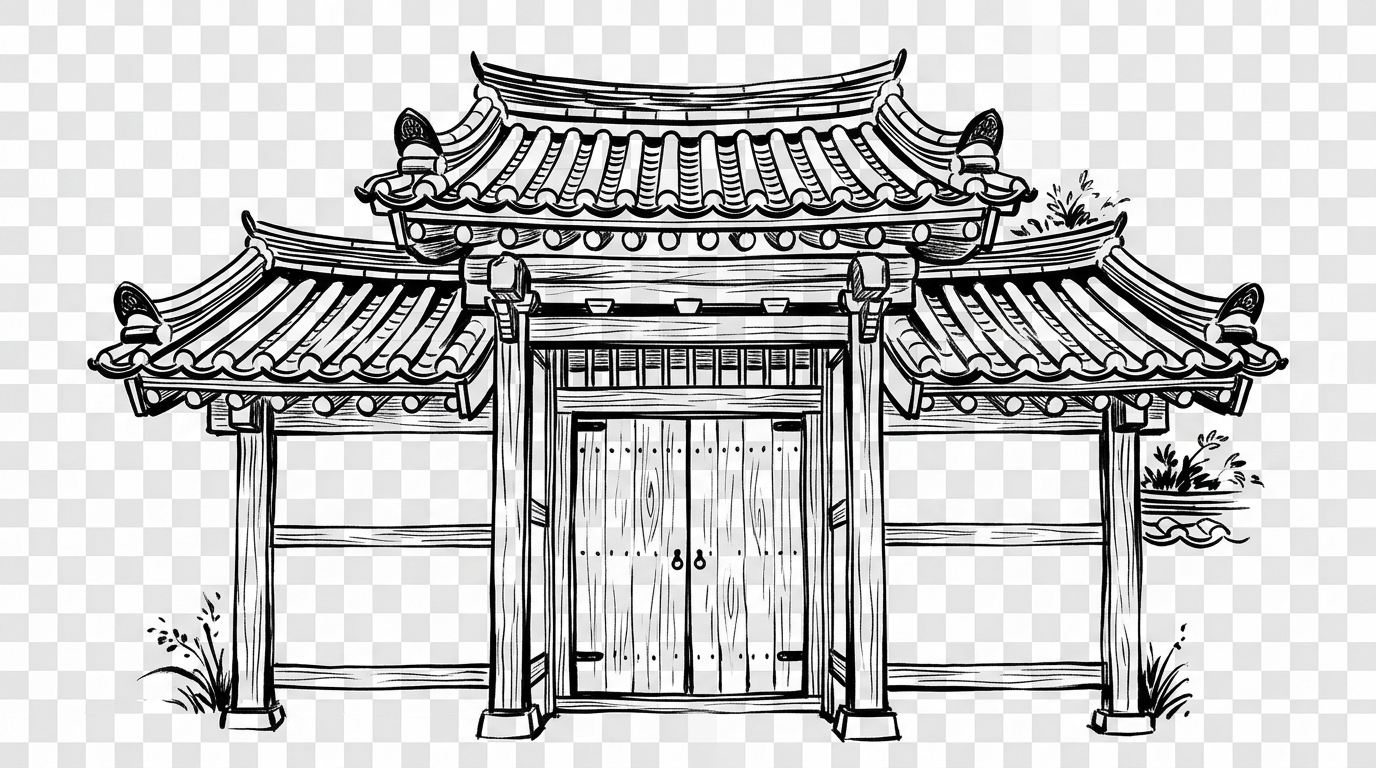 Illustration of Gyeongbokgung palace gate in Seoul